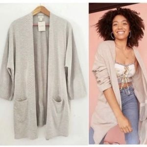 NWT Anthropologie Donni Relaxed Gray Open-Front Cardigan